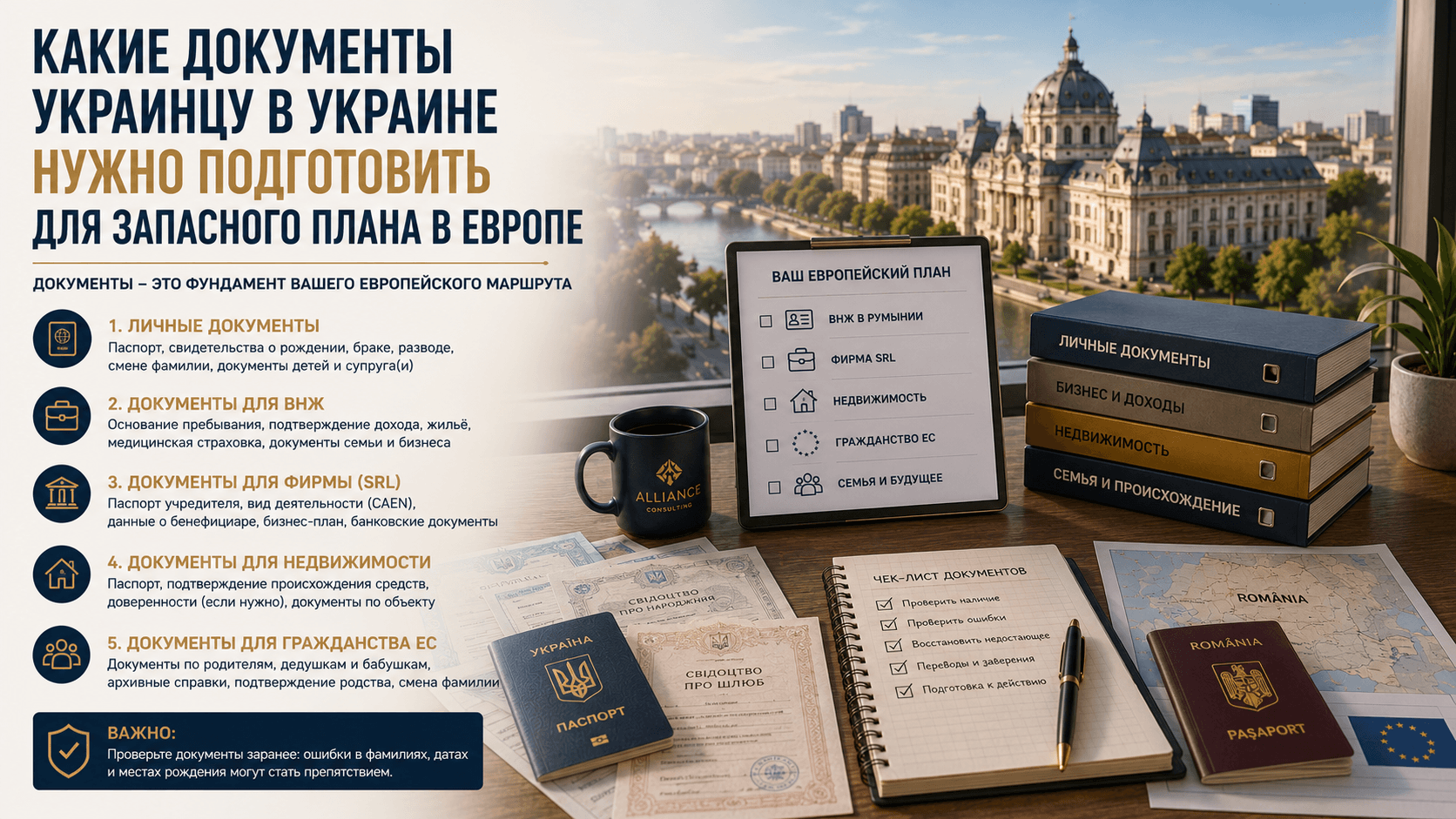 Какие документы украинцу в Украине нужно подготовить для запасного плана в Европе