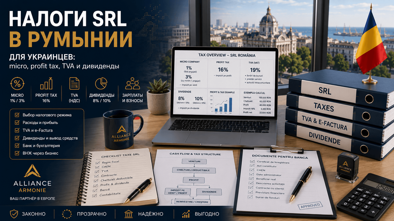 Налоги SRL в Румынии для украинцев: micro, profit tax, TVA и дивиденды