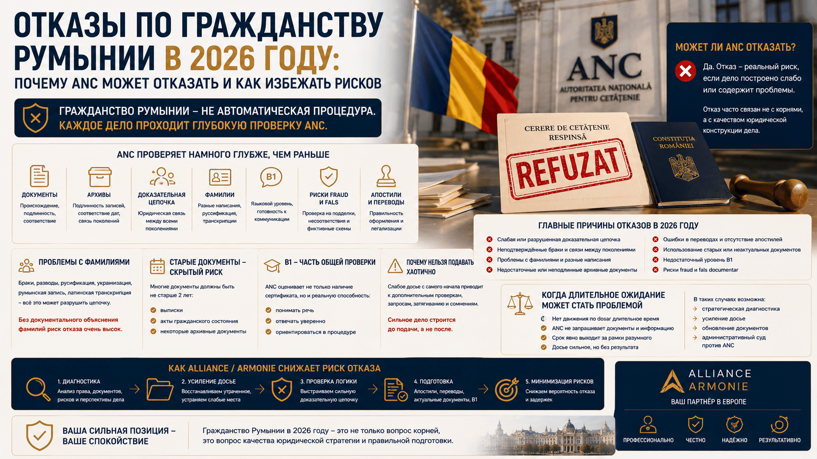 Можно ли получить отказ в гражданстве Румынии в 2026 году и почему ANC отказывает