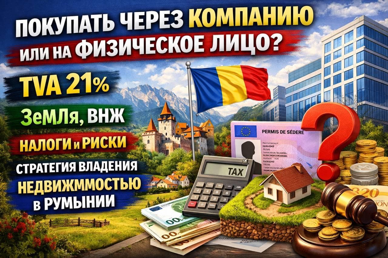 Покупка недвижимости в Румынии в 2026: на физлицо или на компанию?
