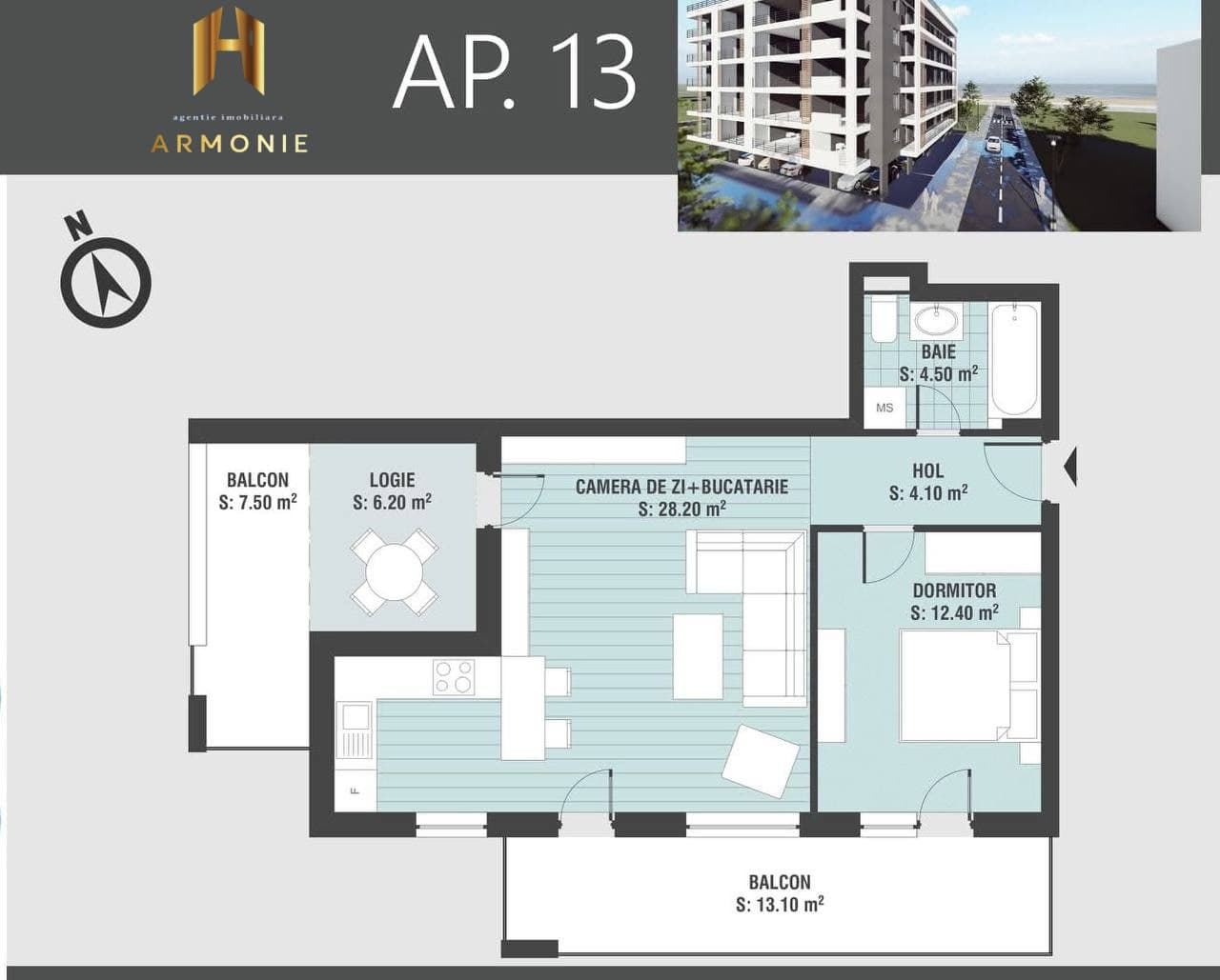 Квартира в Mamaia, 2 комн., 86 м² — фото 3