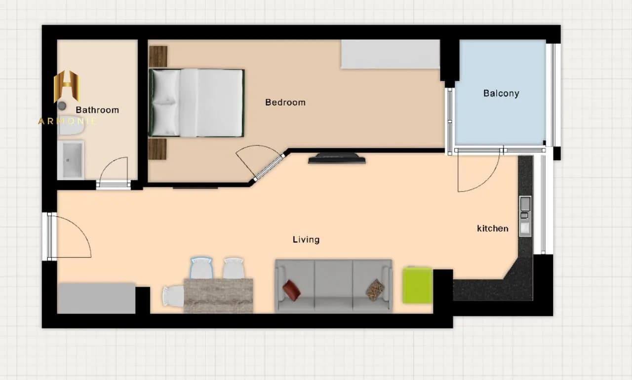Квартира в Mamaia, 2 комн., 46 м² — фото 3