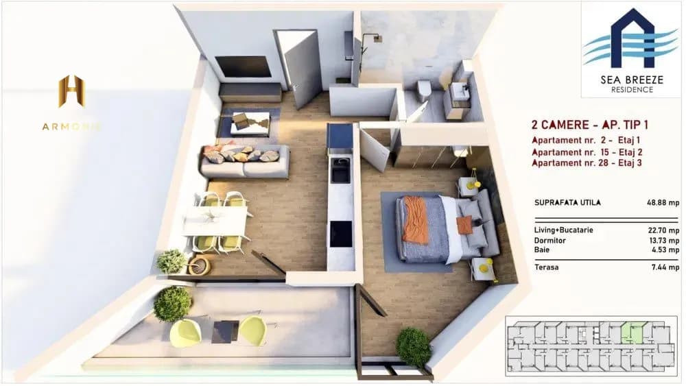 Квартира в Mamaia, 2 комн., 80 м² — фото 6