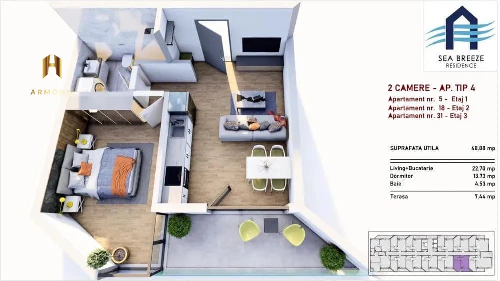 Квартира в Mamaia, 2 комн., 80 м² — фото 7