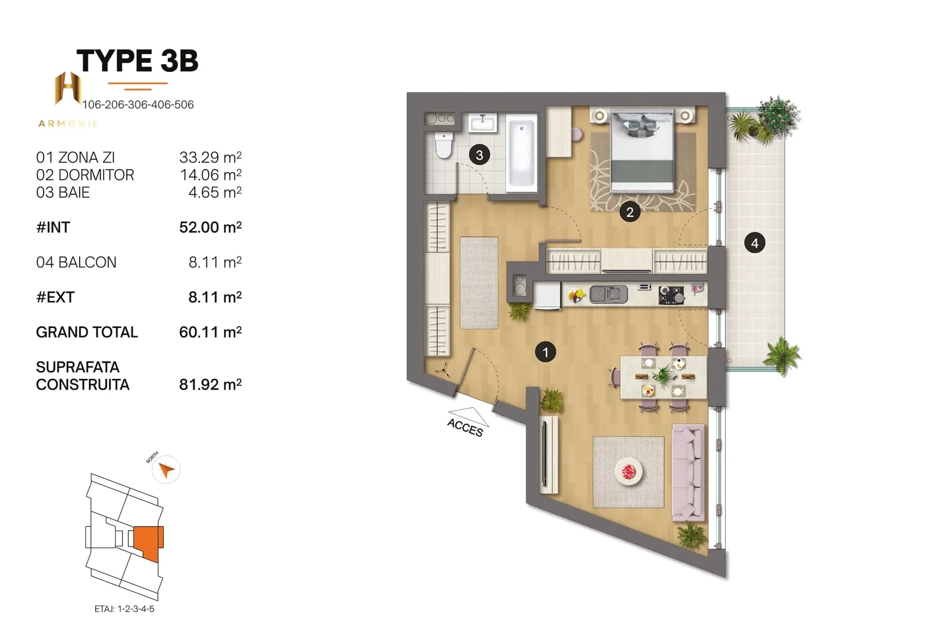 Квартира в Constanta, 2 комн., 60 м² — фото 5